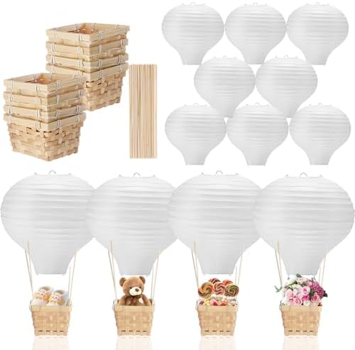 Meooeck 8 Sets White Hot Air Balloon Table Centerpieces Decor by Meooeck