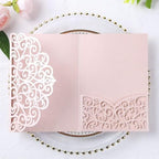 ponatia 5.12 x 7.2 Inches 20PCS Tri-Fold Laser Cut Wedding Invitation Pocket with Envelopes for Wedding Bridal Shower Engagement Birthday Invite (Blush Pink, 20pcs No Inner Sheet) by ponatia