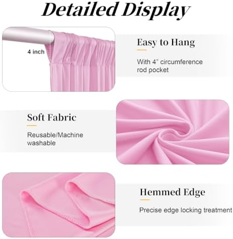 20ft x 15ft Pink Backdrop Curtains, Wrinkle Free Drapes Back Drop Cloth - Image 5