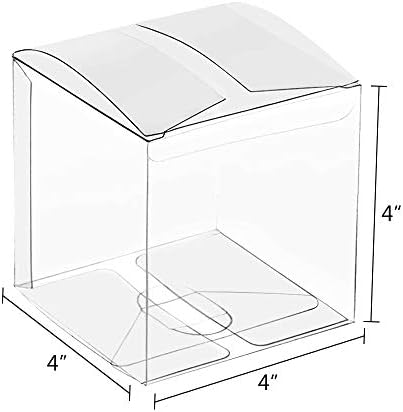 Lucky Monet 25/50/100 Packs Clear Gift Boxes, Clear PVC Plastic Boxes Transparent Packing Box Favor Square Boxes for Thanksgiving, Christmas, Wedding, Party, Birthday, Jewelry (4"x4"x4", 50 Pack) - Image 7