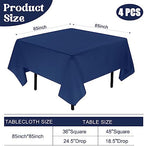 4 Pack Square Table Cloth 85x85 Inch Navy Blue Tablecloth Machine Washable Fabric Polyester Table Cover for Dining, Buffet Parties, Picnic, Events, Weddings and Restaurants（Navy Blue） - Image 2