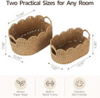 Endymion Set of 2 Paper Rope Scalloped Basket, Wicker Storage Baskets - Image 4