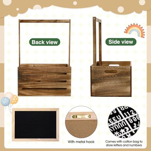 Barydat Wooden Baby Shower Crate Closet Baskets for Baby Shower, Walnut - Image 3