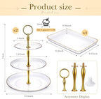 6 Pcs Cake Dessert Display Stand Set with Tray, Gold-rim - Image 2