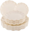LIYH 24 Pcs Plastic Plates Reusable,Unbreakable Dinner Plates, Scalloped Plastic Plates, Dishwasher Safe,Ivory Plate Sets Perfect for Parties, Birthday, Picnics, BPA Free(12Guests) by LIYHLoveinyourheart