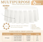 Showgeous 90 Inch Ivory Round Tablecloths, Polyester Table Covers - Image 2