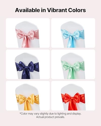 VEVOR Satin Chair Sashes Bows, Chair Ribbon Ties Back Sash, 7 x 108 inch, Wedding Reception Decoration, for Wedding Ceremony Baby Shower Party Events Banquet Cover Decoration (Rose Gold, 50pcs) - Image 5