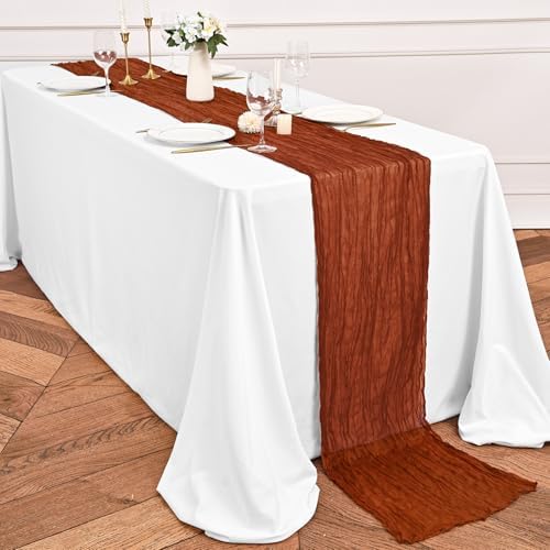 24 Pack Terracotta Table Runner 10Ft Cheesecloth Table Runner Rustic Gauze Table Runners Romantic Long Sheer Fabric Cheese Cloth Table Runners for Wedding Party Bridal Baby Shower - Image 4