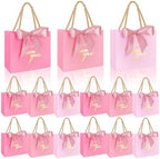 Whaline 60 Pcs Thank You Gift Bags with Ribbon Small Gradient Pink Paper Party Favor Bags with Handles for Wedding Bridal Baby Shower Birthday Party, 5.5 x 4.8 x 2.5 inch by Whaline