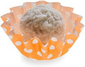 Restaurantware-Premium 0.4-oz Baking Cups: Small-Flared Paper Baking Cups Perfect for Muffins, Cupcakes or Mini Snacks - Hot Orange Polka Dot Print Design - Disposable - 200-CT by Restaurantware