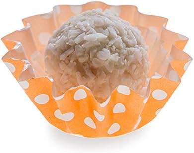 Restaurantware-Premium 0.4-oz Baking Cups: Small-Flared Paper Baking Cups Perfect for Muffins, Cupcakes or Mini Snacks - Hot Orange Polka Dot Print Design - Disposable - 200-CT by Restaurantware