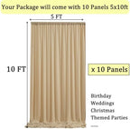 50ftx10ft Wrinkle Free Champagne Backdrop Curtains for Parties, 10 Panels 5x10ft Thick Polyester Backdrop Drapse for Weddings Birthday Photography Background Curtains - Image 6