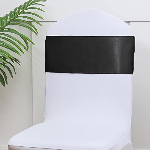 50 Pack Satin Black Chair Ribbons, Black Satin Chair Bows Sashes - Image 5