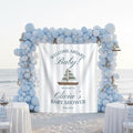 Custom Welcome Aboard Baby Shower Banner, Personalized Nautical Sailboat Backdrop, Blue Striped Coastal Tapestry, Ocean Baby Sprinkle Party Decoration, Newborn Photo Prop, Boy Girl Shower Sign by Unknown