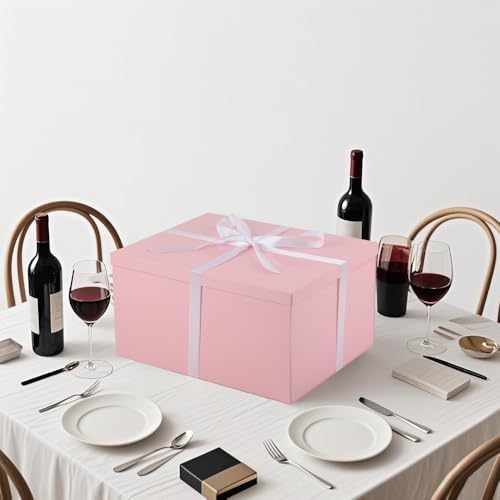UoeRing 2Pcs Pink Extra Large gift box with lids 16.5×13×8 Inches gift boxes for presents,Birthday Box (include Ribbon, Paper Shred Filler Gift Card & Envelopes) - Image 5
