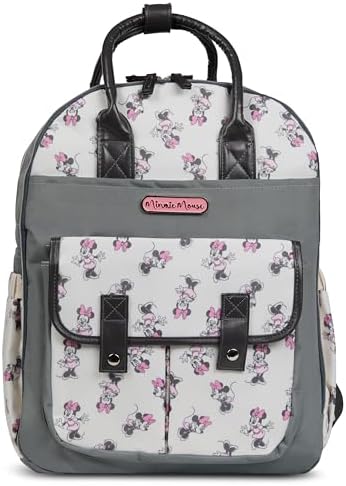 Disney Diaper Bag Backpack with Changing Pad Minnie Mouse – 16” Nylon Baby Bag for Parents, Insulated Bottle Holders, Multiple Storage Pockets - Image 2