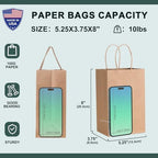 METRONIC Brown Paper Gift Bags 5.25x3.75x8 inch Small Bulk 200 Pack - Image 3
