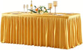 Wish Care Gold Polyester Table Clothes for 4 Foot Rectangle Tables, Wrinkle Free Fitted Table Cover with Pleated Ruffle Table Skirt for Birthday Party Wedding Trade Show Event Display by WishCare