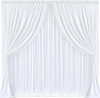 White Backdrop Curtains 4 Panels, 10 Feet Wrinkle-Free Polyester Photography Backdrop Drapes for Wedding Baby Shower Party Background Backdrop Stand- 16 X10FT (White) - Image 2