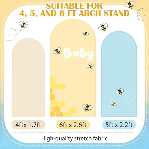 3 Pcs Baby Shower Arch Backdrop Cover Baby Shower Photo Background Decor - Image 2