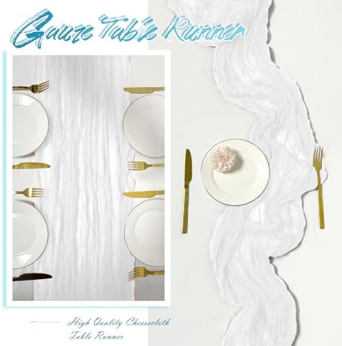 30 Pack White Cheesecloth Table Runner 17 x 108 inch Cheese Cloth Table Runners 9ft White Table Runner Rustic Romantic Sheer Gauze Runner for Wedding Party Baby Shower Table Decoration - Image 6