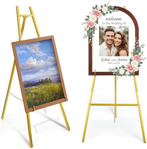WRINGKIT Gold Easel Stand for Sign, Heavy Duty Art Easel with 4 Tier by WRINGKIT