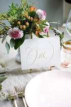 Weekend Paper Co. ™ Script Gold Wedding Table Numbers, Single-sided 4x6 Calligraphy Design, Numbers 1-25, Landscape format for Your Wedding, Reception, Anniversary, Birthday Party, or Any Celebration! - Image 2