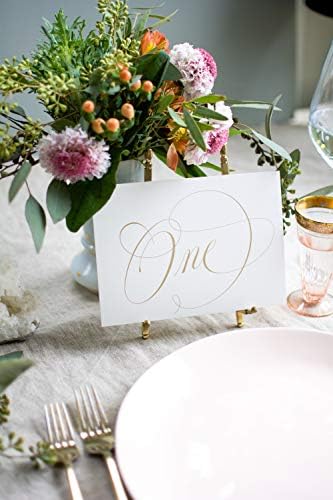 Weekend Paper Co. ™ Script Gold Wedding Table Numbers, Single-sided 4x6 Calligraphy Design, Numbers 1-25, Landscape format for Your Wedding, Reception, Anniversary, Birthday Party, or Any Celebration! - Image 2