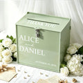 OASF&QPPTY Custom Wedding Card Box with Lock, Elegant Personalized Wedding Card Box for Reception, Graduation, Baby Shower - Secure PVC Money Box for Cards and Well Wishes, Elegant Party Table Decor by Unknown