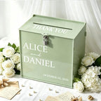 OASF&QPPTY Custom Wedding Card Box with Lock, Elegant Personalized Wedding Card Box for Reception, Graduation, Baby Shower - Secure PVC Money Box for Cards and Well Wishes, Elegant Party Table Decor by Unknown