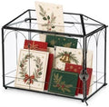 Glass Cards Box with Slot & Lock - 10.2" x 5.9" x 8" Vintage Geometric, Wedding Receptions, Home Reception, Tabletop Decor, Christmas Party, Black - Slot Length 6.1 Inches by Giadun