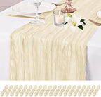 20 Pack Ivory Table Runner 17 x 108inch Cheesecloth Table Runner Rustic Boho Gauze Sheer Fabric Cheese Cloth Table Runners for Wedding Party Bridal Baby Shower Birthday Spring Table Decor by Lumaycens