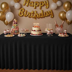 2 Pack Black Spandex Table Covers 4ft Rectangle Ruffle Skirts for Party - Image 4