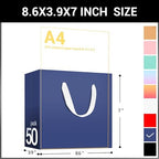 EUSOAR Royal Blue Gift Bags, 50 Pack 8.6x3.9x7 inches Small Kraft Paper Bags with Handles, Heavy Duty Bags for Wedding, Grocery, Boutique, Retail, Business, Party Favors, Baby Showers, Birthdays - Image 2