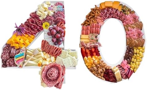 15in Cardboard Number Shape Box Fillable Tray, Food Charcuterie Board, Cupcake Sweet Party Decor (Number 40) by Alkiuyfv