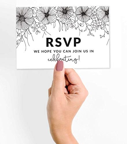 50 Blank RSVP Cards,RSVP Postcards No Envelopes Needed,Floral Print Response Card,RSVP For Wedding,Baby Shower,Bridal Shower - Image 2