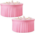 2 Pack Pink Round Tablecloth 60 inch, Spandex Fitted Wrinkle Free Table Cover with Skirt Washable Tablecloths for Wedding Photo Party Professional Events Birthday Decor by Torrowsrort