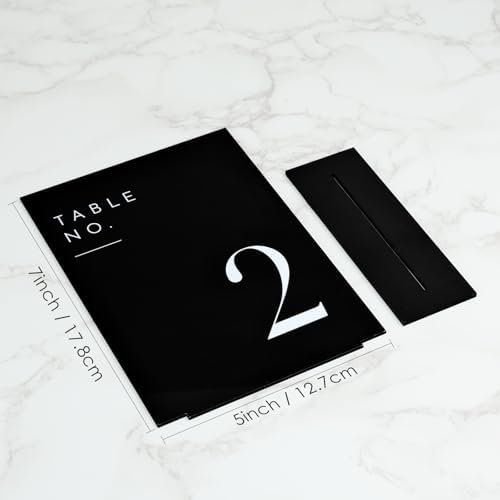 Wedding Black Table Numbers 1-30 with Stands, 5"x7" Black Acrylic Table Numbers with White Font for Wedding Party Reception (1-30, 5"x7") - Image 2