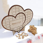 Personalized Puzzle Wedding Guest Book Alternative Custom Jigsaw Guestbook, Rustic Wedding Décor, Unique Guest Book,Heart Shape Wooden Decor for Guest Wishes Wedding Gift for Couple - Image 4