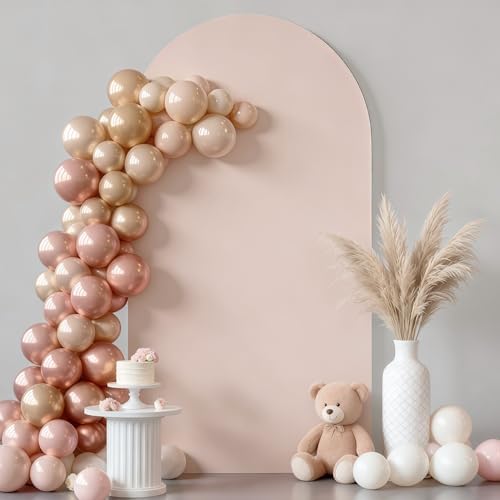 6.6FT Nude Arch Backdrop Cover - Polyester Fitted Wedding Arch Stand Covers Round Top Chiara Arch Backdrop Cover for Birthday Party Banquet Photo Background Decoration by WishCare