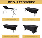 6-Pack 8ft Black Spandex Table Covers for Rectangle Folding Tables - Washable Elastic Tablecloth - Ultimate Fitted Table Protector for Birthday Parties, Trade Shows, Banquet - Image 5