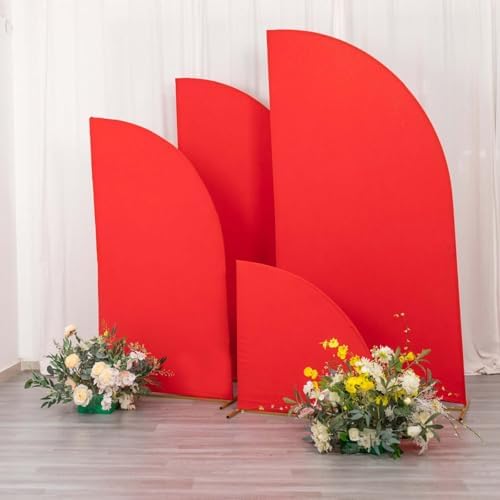 Efavormart Set of 4 Red Spandex Half Moon Arch Covers, Custom Fit Chiara Backdrop Slipcovers 2.5ft-7ft for Award Galas and Grand Opening Entrances - Image 6