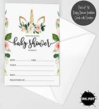 Pack of 30, Girl Baby Shower Party Collection, Baby Shower Invitation Cards, Fill in the Blank Invites WIth Envelopes, Unicorn Theme Party Supplies - Image 2