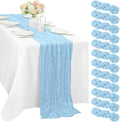 12 Pcs Baby Blue Cheesecloth Table Runner 10FT Runner for Tables 35 x 120 Inches Long Gauze Boho Fabric Table Runner Decoration Rustic Sheer Runner for Wedding Birthday Baby Shower Party (Baby Blue) by Sunnyline