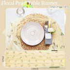 Lounsweer 3 Pcs Yellow Wildflower Table Runner 10ft Embroidery Tulle - Image 6