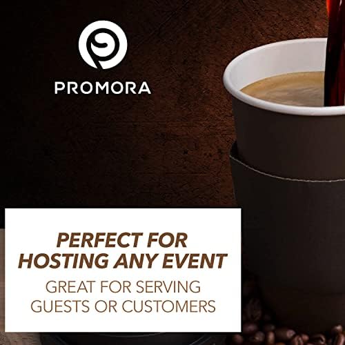 Promora 8 oz Brown Disposable Coffee Cups with Lids & Sleeves, Hot Coffee Cup Sleeves Disposable, Premium Insulated To Go Coffee Paper Cups with Lids & Sleeves (8 oz, Pack of 200) Brown and Black - Image 4