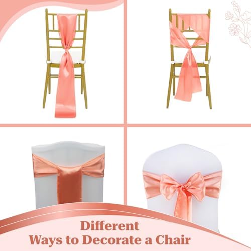 MDS® Pack of 300 Satin Chair Sashes for Wedding & Events – Peach - Image 4
