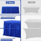 Wish Care Royal Blue Polyester Table Clothes for 4 Foot Rectangle Tables, Wrinkle Free Fitted Table Cover with Pleated Ruffle Table Skirt for Birthday Party Wedding Trade Show Event Display - Image 5