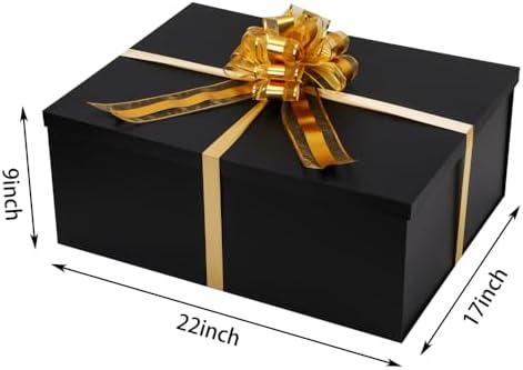 UoeRing Black Extra Large Gift Box 2Pcs 22x17x9 inch,luxury Gift Box with Lid for Presents Birthday Christmas Valentine's Day (Includes Pull Bows,Card,Envelope,Filler) - Image 3