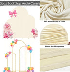 Set of 3 Metal Arch Backdrop Stands with Beige Covers, 6/6.6/7.2FT - Image 4